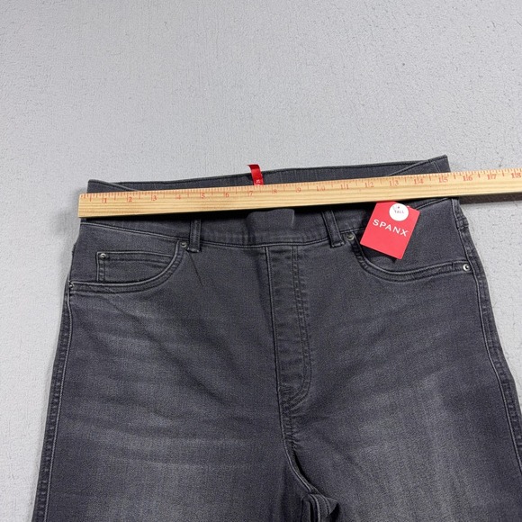 Spanx Jeans Womens Large Tall Vintage Gray Straight Leg High Rise Shaping Denim - Picture 3 of 12
